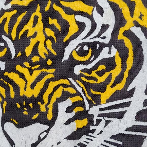 Vintage 80s Clay Co Tigers Shirt Womens 2XS 16x23 Black US - Picture 3 of 11